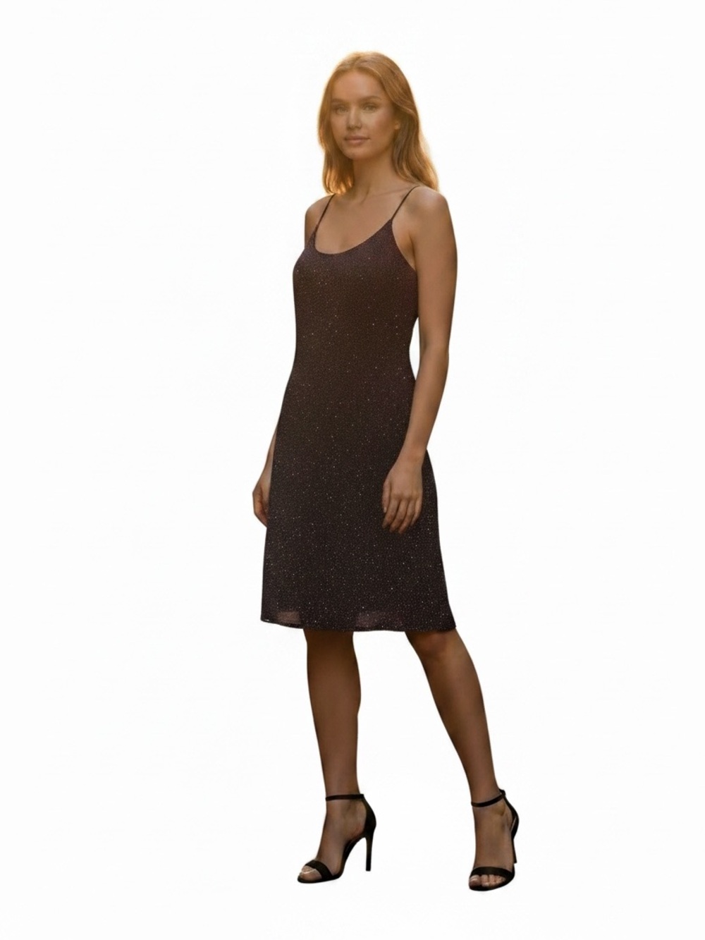 Vintage Late Edition Sparkle Ombre A-Line Dress in Black with Red Fade